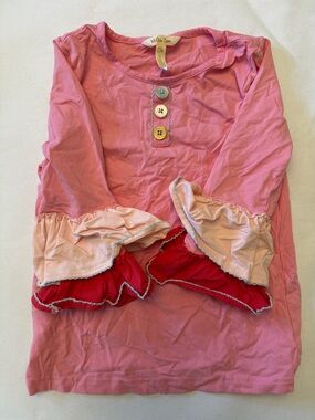 Matilda Jane Pink Layered Ruffle Sleeve Top with Colorful Buttons